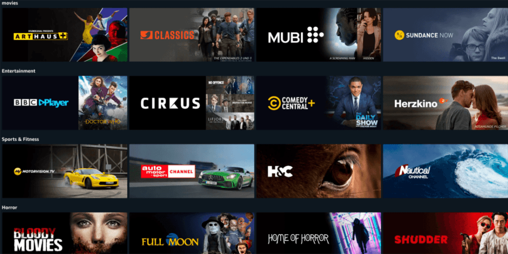 A few amazon channels available